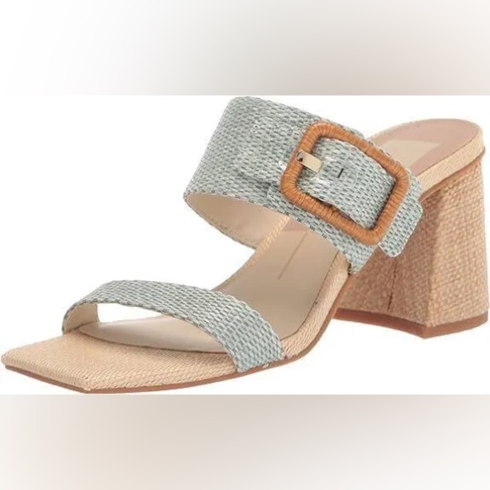 Dolce Vita Posy Mint Raffia Slip On 2 3/4 inch Heeled Sandals